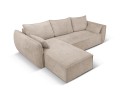 Sofa narożna 4-osobowa Kaelle z funkcją spania P/L szenil piaskowa