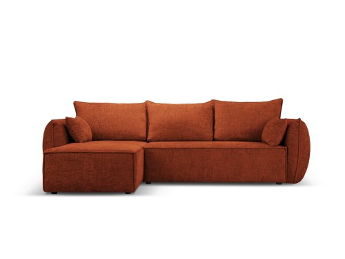 Sofa narożna 4-osobowa Kaelle z funkcją spania P/L szenil terakota