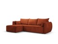 Sofa narożna 4-osobowa Kaelle z funkcją spania P/L szenil terakota
