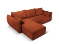 Sofa narożna 4-osobowa Kaelle z funkcją spania P/L szenil terakota