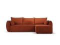 Sofa narożna 4-osobowa Kaelle z funkcją spania P/L szenil terakota