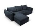 Sofa narożna 4-osobowa Kaelle z funkcją spania P/L szenil granatowa