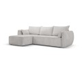 Sofa narożna 4-osobowa Kaelle z funkcją spania P/L szenil jasnoszara
