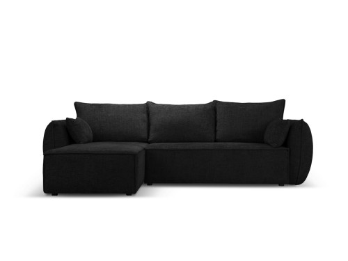 Sofa narożna 4-osobowa Kaelle z funkcją spania P/L szenil czarna