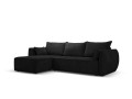 Sofa narożna 4-osobowa Kaelle z funkcją spania P/L szenil czarna