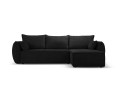 Sofa narożna 4-osobowa Kaelle z funkcją spania P/L szenil czarna