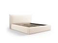 Łóżko ze schowkiem i zagłówkiem Kaelle velvet beżowe