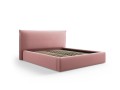 Łóżko ze schowkiem i zagłówkiem Kaelle velvet różowe