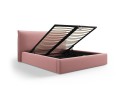 Łóżko ze schowkiem i zagłówkiem Kaelle velvet różowe