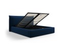 Łóżko ze schowkiem i zagłówkiem Kaelle velvet granatowe