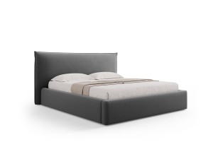 Łóżko ze schowkiem i zagłówkiem Kaelle velve szare
