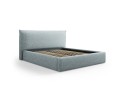 Łóżko ze schowkiem i zagłówkiem Kaelle szenil błękitne