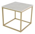Kwadratowy Stolik kawowy Accent 50x50 biały marmur złoty mat