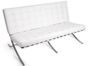 Sofa dwuosobowa biała skóra naturalna pikowana Prestige