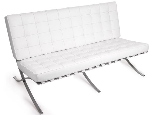 Sofa dwuosobowa biała skóra naturalna pikowana Prestige
