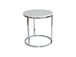 Stolik marmurowy Accent okrągły srebrny połysk Mały