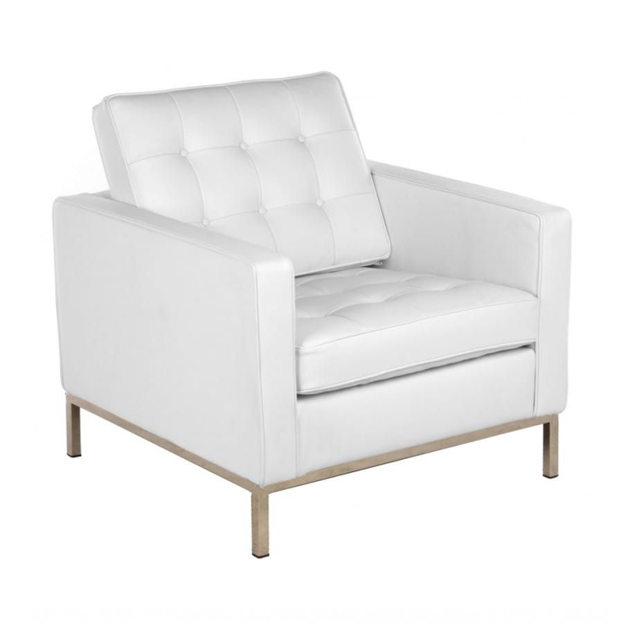 Fotel Florencja z białej skóry naturalnej