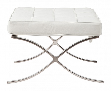 Podnóżek w kolorze białym ze skóry naturalnej