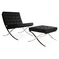 Czarny fotel z podnóżkiem Barcelona