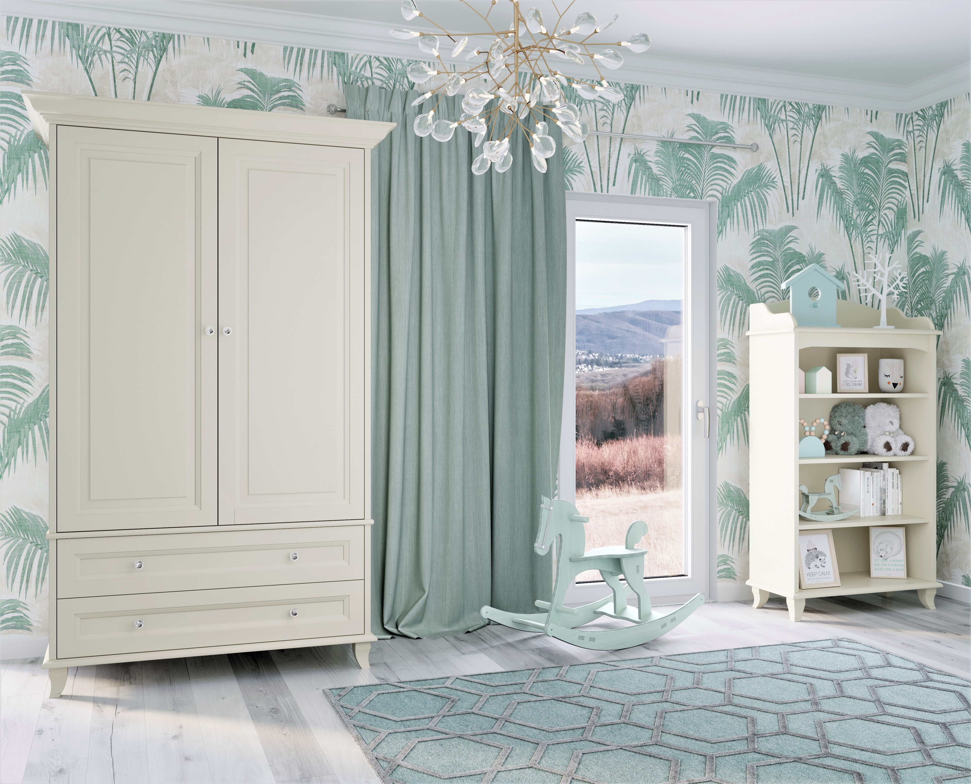 Eleganckie łóżko piętrowe dla dzieci błękitne