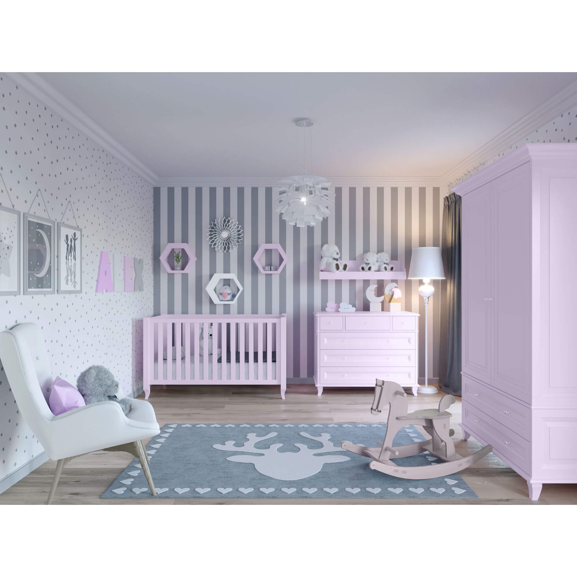 Eleganckie łóżko piętrowe dekoracyjnie żłobione dla dzieci różowe