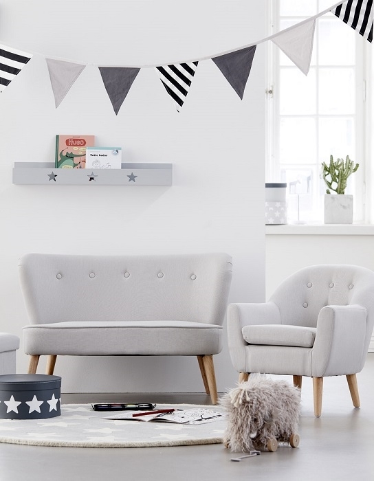 Sofa dziecięca szara Kids Concept