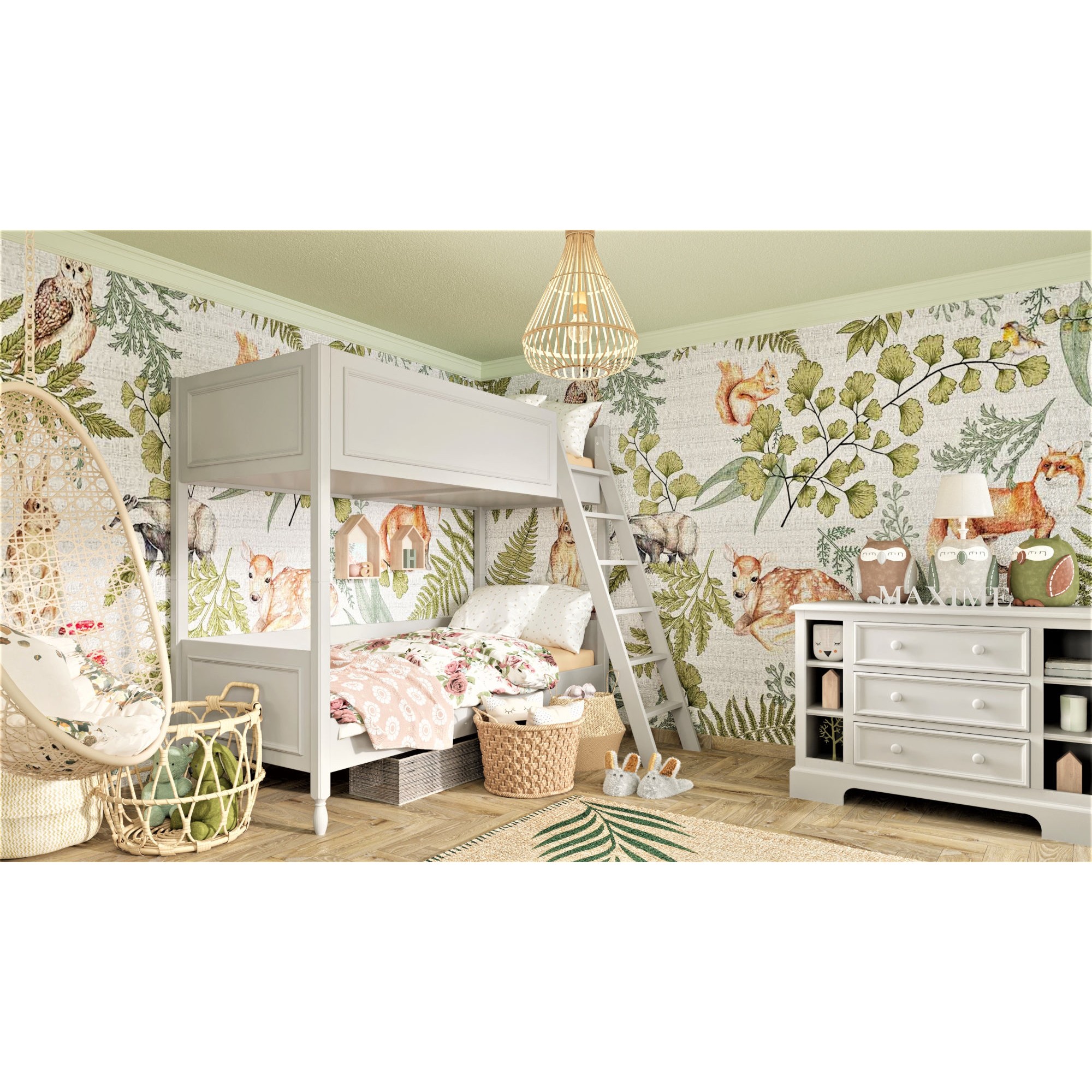 Eleganckie łóżeczko dziecięce z ozdobnymi nóżkami kość słoniowa