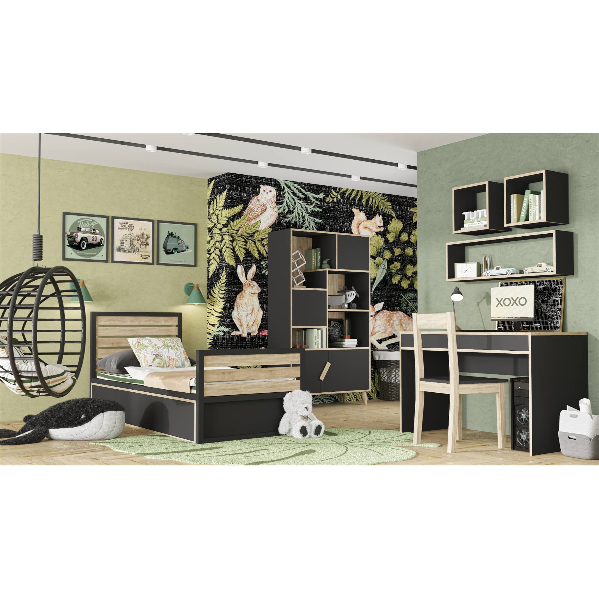 Czarna skandynawska komoda dziecięca