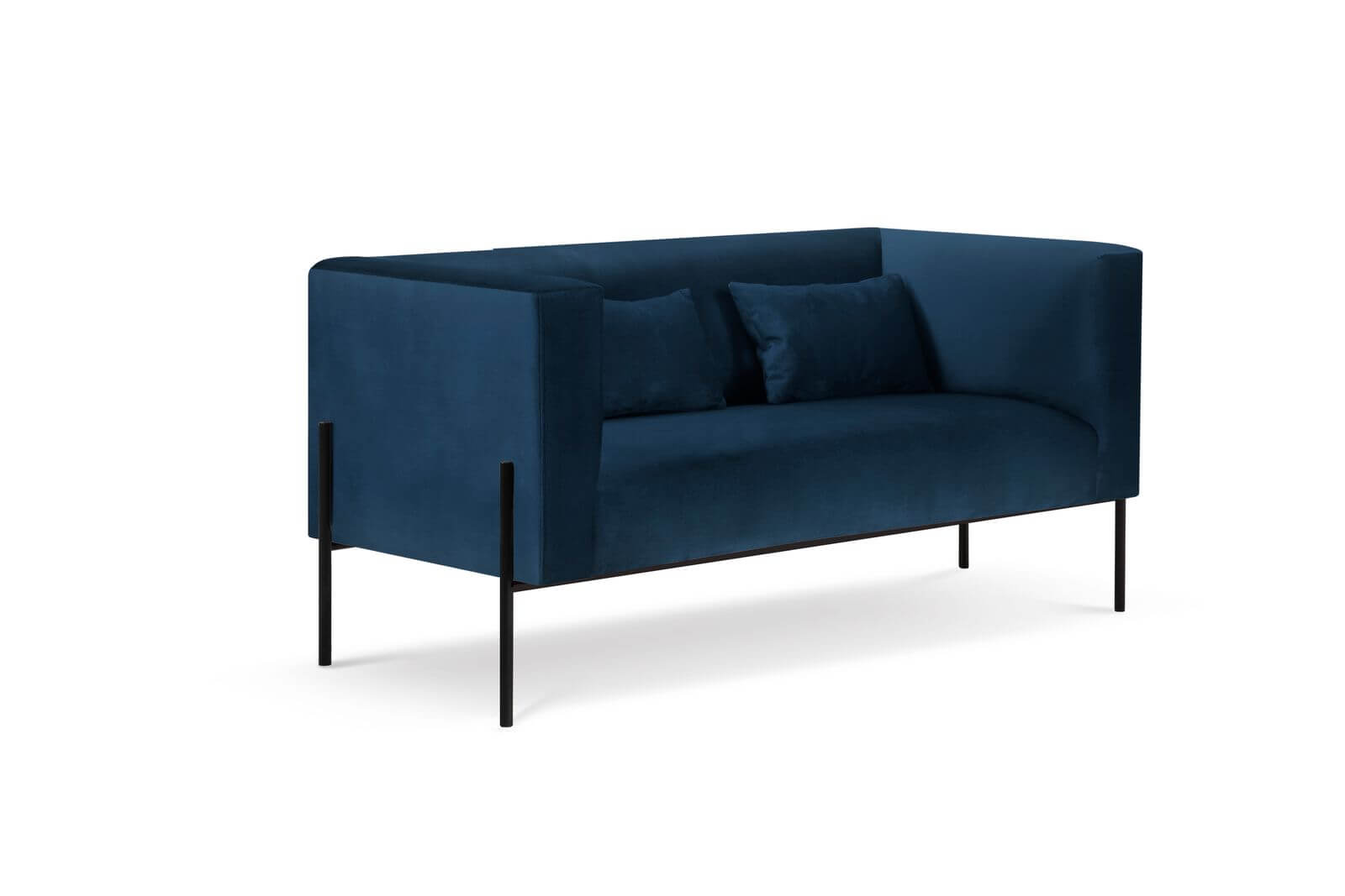Dwuosobowa sofa Nina granatowa aksamit na wysokich nogach - Design Town