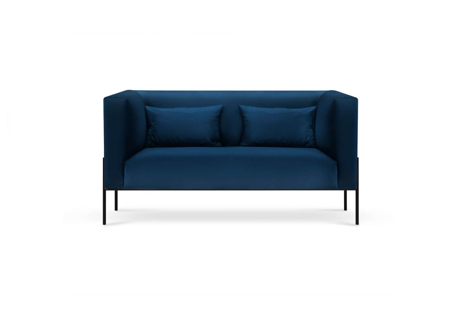 Dwuosobowa sofa Nina granatowa aksamit na wysokich nogach - Design Town
