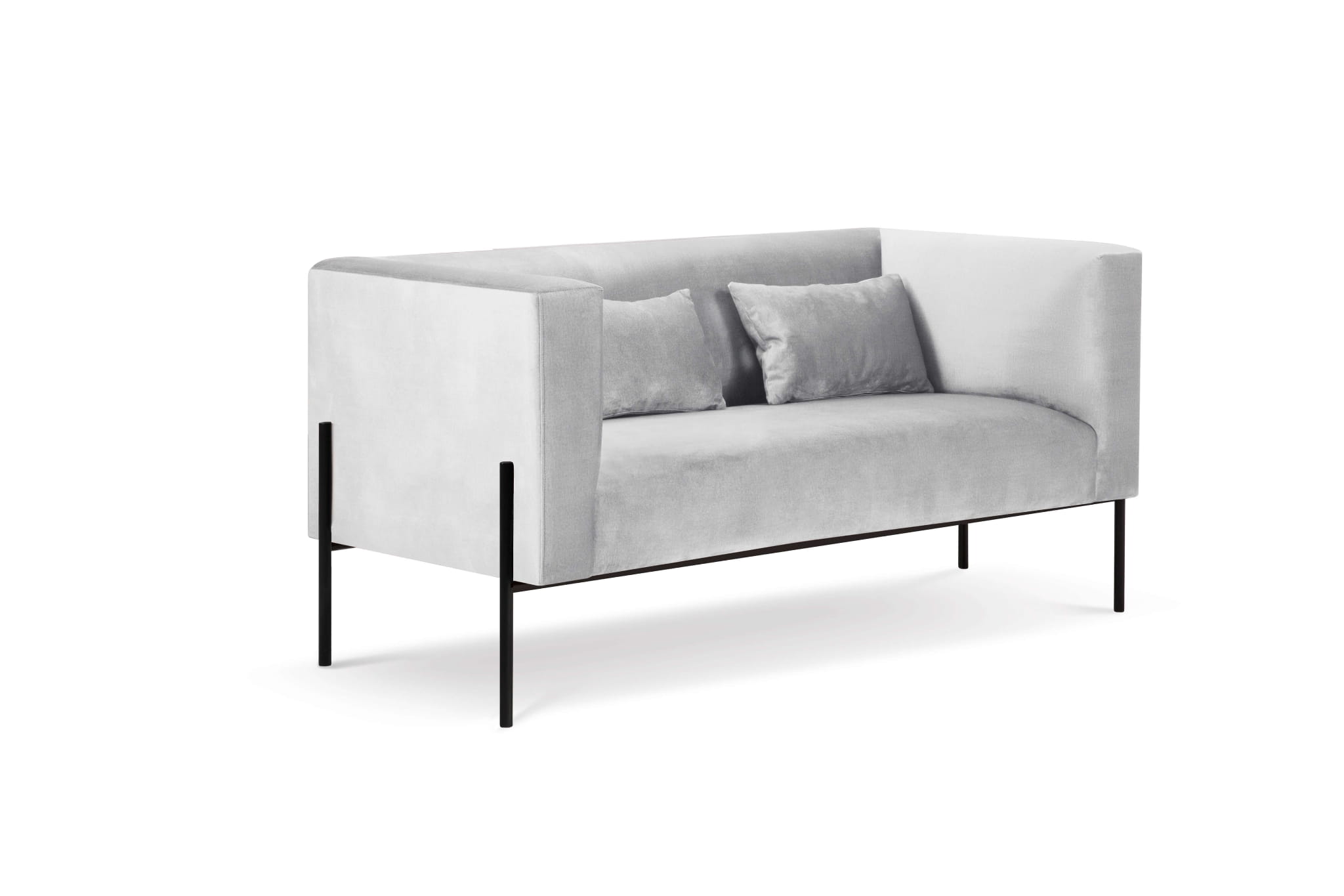 Dwuosobowa sofa Nina jasno szara aksamit na wysokich nogach - Design Town