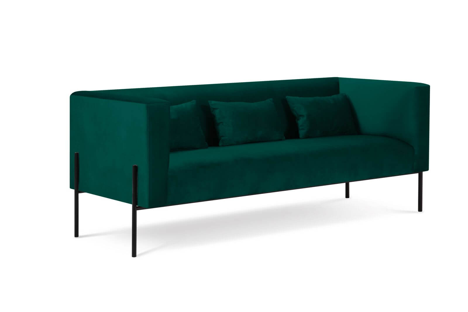 3-osobowa sofa Nina butelkowa zieleń aksamit na wysokich nogach ...